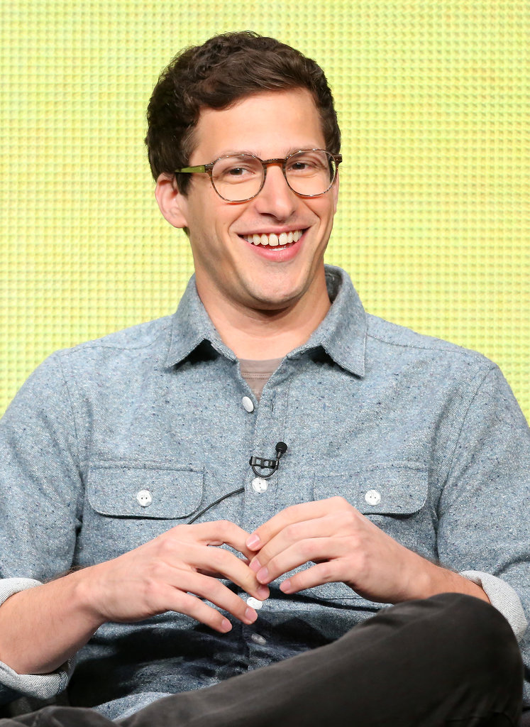 Andy Samberg cracked a smile onstage during a panel for Brooklyn Nine-Nine.
Andy Samberg cracked a smile onstage during a panel for Brooklyn Nine-Nine.