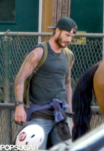 David Beckham showed off his biceps.
David Beckham showed off his biceps.