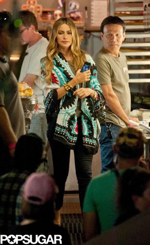 Sofia Vergara filmed scenes for Chef in LA on Saturday.
Sofia Vergara filmed scenes for Chef in LA on Saturday.
