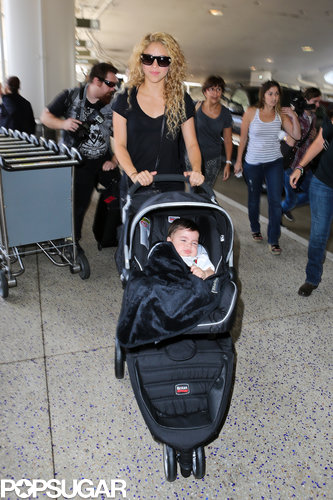 Shakira sported shades while heading through LAX with her son.
Shakira sported shades while heading through LAX with her son.
