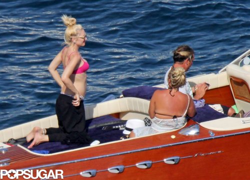 Gwen Stefani wore a pink bikini top in the South of France.
Gwen Stefani wore a pink bikini top in the South of France.