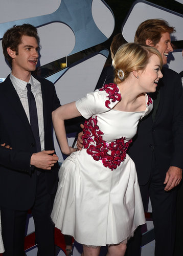 Emma Stone reached for Andrew Garfield's hand during their LA premiere of The Amazing Spider-Man in June 2012.
Emma Stone reached for Andrew Garfield's hand during their LA premiere of The Amazing Spider-Man in June 2012.