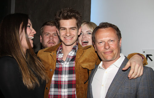 Emma Stone hilariously photobombed Andrew Garfield at the afterparty for the play Bull's opening night in May 2013.
Emma Stone hilariously photobombed Andrew Garfield at the afterparty for the play Bull's opening night in May 2013.