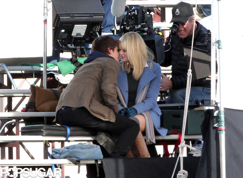 Andrew Garfield and Emma Stone kissed for the cameras while filming for The Amazing Spider-Man in LA in January 2011.
Andrew Garfield and Emma Stone kissed for the cameras while filming for The Amazing Spider-Man in LA in January 2011.