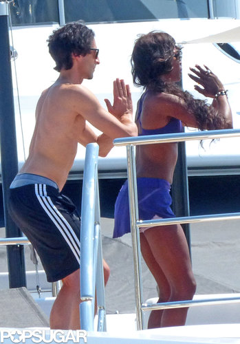 Naomi Campbell and Adrien Brody did yoga on a boat while vacationing together on the coast of Ibiza in August.
Naomi Campbell and Adrien Brody did yoga on a boat while vacationing together on the coast of Ibiza in August.