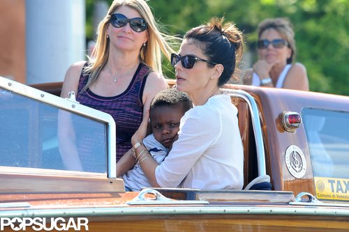 Sandra Bullock and George Clooney Cruise Into Venice Sandra Bullock and George Clooney Cruise Into Venice