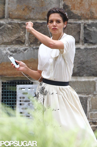 Katie Holmes showed off her dance moves while in costume for her new film, Miss Meadows.
Katie Holmes showed off her dance moves while in costume for her new film, Miss Meadows.