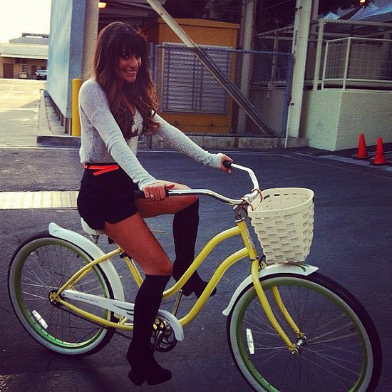 Lea Michele rode a bike around the Glee set.
Source: Instagram user msleamichele
Lea Michele rode a bike around the Glee set.
Source: Instagram user msleamichele