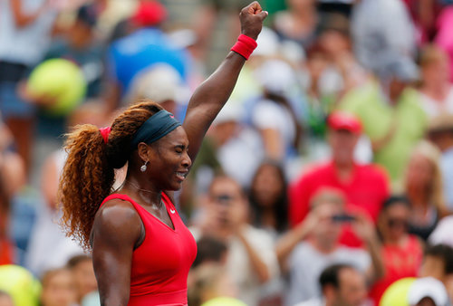 Serena Williams celebrated her victory after a match on day seven of the US Open.
Serena Williams celebrated her victory after a match on day seven of the US Open.
