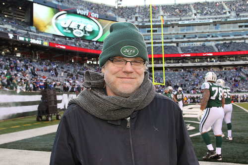 Philip Seymour Hoffman showed his New York Jets pride on the field before a game at Met Life Stadium in December 2011.
Philip Seymour Hoffman showed his New York Jets pride on the field before a game at Met Life Stadium in December 2011.
