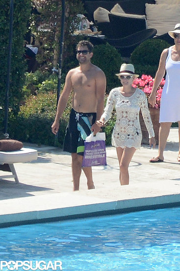 Joshua Jackson and Diane Kruger walked by their pool in Venice. Joshua Jackson and Diane Kruger walked by their pool in Venice.
