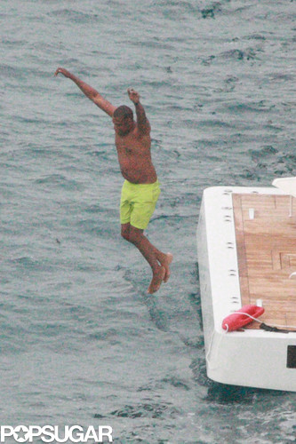 Jay Z jumped into the water.
Jay Z jumped into the water.