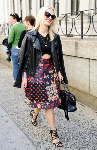 A patchwork skirt and crop top paired up perfectly.
A patchwork skirt and crop top paired up perfectly.