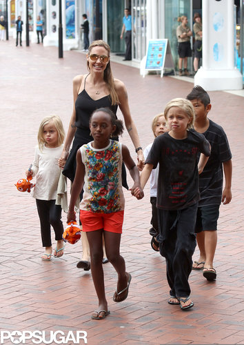 Angelina Jolie and her kids — Shiloh, Zahara, Vivienne, Pax, and Knox — took a trip to the Sea Life Sydney Aquarium in Australia.
Angelina Jolie and her kids — Shiloh, Zahara, Vivienne, Pax, and Knox — took a trip to the Sea Life Sydney Aquarium in Australia.