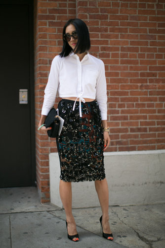 Eva Chen was all dressed up in a sequined skirt and crop top.
Eva Chen was all dressed up in a sequined skirt and crop top.