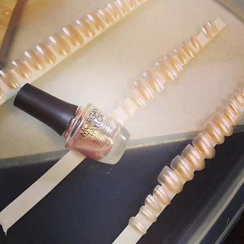 Diamonds and pearls inspired the manicure at Thakoon.
Diamonds and pearls inspired the manicure at Thakoon.