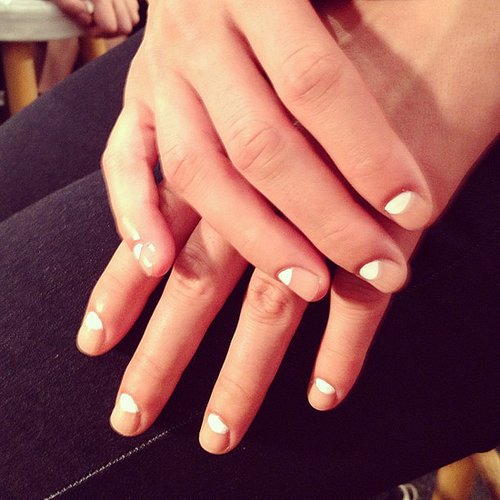 Another half-moon manicure, as seen on the Milly catwalk.
Another half-moon manicure, as seen on the Milly catwalk.