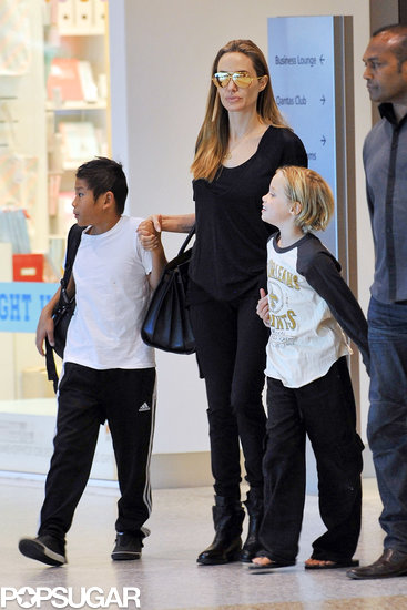 Angelina Jolie left the Sydney Airport with her kids.
Angelina Jolie left the Sydney Airport with her kids.