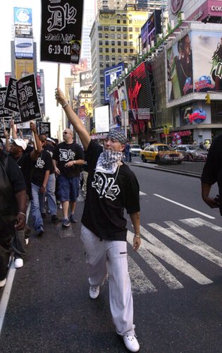 Eminem took to the streets of Times Square on TRL in 2001.
Eminem took to the streets of Times Square on TRL in 2001.