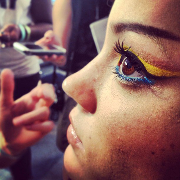 The eye makeup backstage at The Blonds was a rainbow of color.
The eye makeup backstage at The Blonds was a rainbow of color.