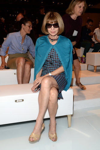 Anna Wintour readied for Gucci's Spring runway show in a teal ensemble.
Anna Wintour readied for Gucci's Spring runway show in a teal ensemble.