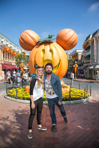 Aaron Paul and his wife, Lauren Parsekian, got into the spirit at Disneyland's Halloween celebrations on Tuesday.
Aaron Paul and his wife, Lauren Parsekian, got into the spirit at Disneyland's Halloween celebrations on Tuesday.
