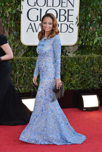 Nicole Richie was a vision in blue when she walked the red carpet at the Golden Globes in LA in January 2013.
Nicole Richie was a vision in blue when she walked the red carpet at the Golden Globes in LA in January 2013.