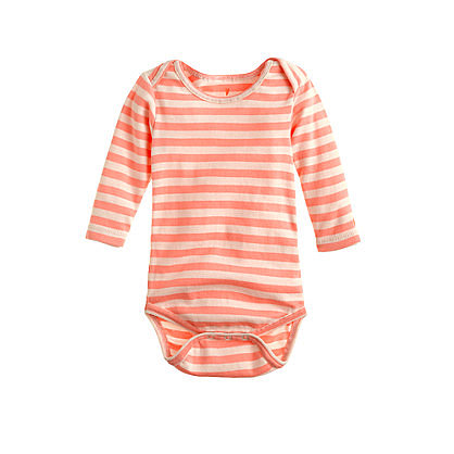 Baby One-piece in Coral Champagne Stripe ($25)
Baby One-piece in Coral Champagne Stripe ($25)