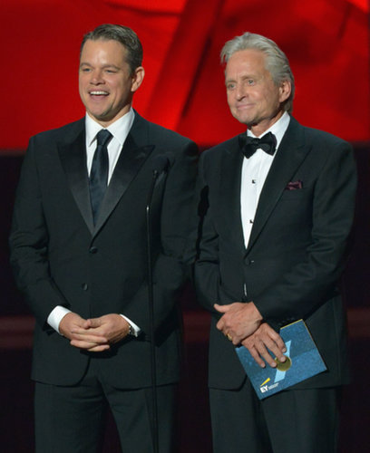 Matt Damon and Michael Douglas presented an award together at the Emmys.
Matt Damon and Michael Douglas presented an award together at the Emmys.