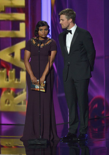 Mindy Kaling presented with Arrow's Stephen Amell — and called him "Arrow."
Mindy Kaling presented with Arrow's Stephen Amell — and called him "Arrow."