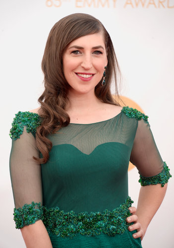 Emerald was Mayim Bialik's color for the night, but she chose to accent the bold shade with a brick-red lip gloss and sideswept curls.
Emerald was Mayim Bialik's color for the night, but she chose to accent the bold shade with a brick-red lip gloss and sideswept curls.
