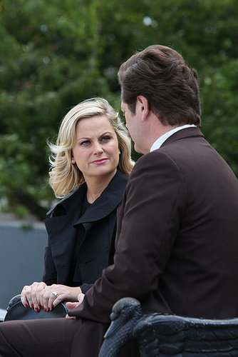Leslie (Amy Poehler) and Ron (Nick Offerman) have a chat in the season premiere of Parks and Recreation.
Leslie (Amy Poehler) and Ron (Nick Offerman) have a chat in the season premiere of Parks and Recreation.