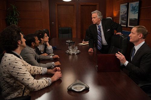 Tom and his business partners, including Jean-Ralphio's sister (Jenny Slate), meet with Jean-Ralphio's father, played by guest star Henry Winkler.
Tom and his business partners, including Jean-Ralphio's sister (Jenny Slate), meet with Jean-Ralphio's father, played by guest star Henry Winkler.