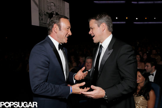 Kevin Spacey and Matt Damon chatted it up during the Emmys.
Kevin Spacey and Matt Damon chatted it up during the Emmys.