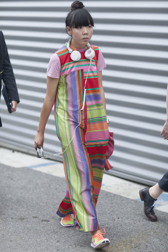 Susie Bubble turned heads in rainbow hues.
Susie Bubble turned heads in rainbow hues.