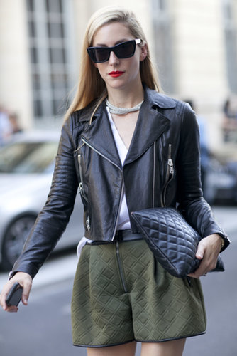 Joanna Hillman worked a little leather on leather in a J Brand jacket.
Joanna Hillman worked a little leather on leather in a J Brand jacket.
