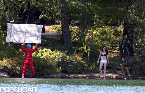 Kristen Stewart and Juliette Binoche prepared to get wet on set.
Kristen Stewart and Juliette Binoche prepared to get wet on set.