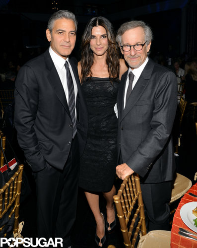 George Clooney met up with Sandra Bullock and Steven Speilberg.
George Clooney met up with Sandra Bullock and Steven Speilberg.