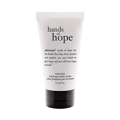 Shea butter is what gives the Philosophy Hands of Hope ($10) its hydrating power. Slather some on and wear cotton gloves while you sleep for an overnight treatment.
Shea butter is what gives the Philosophy Hands of Hope ($10) its hydrating power. Slather some on and wear cotton gloves while you sleep for an overnight treatment.