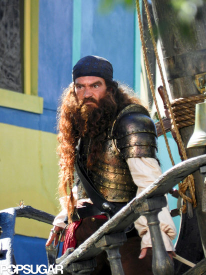 Antonio Banderas was fully dressed in pirate gear on the set of Spongebob Squarepants 2 on Wednesday in Savannah, GA.
Antonio Banderas was fully dressed in pirate gear on the set of Spongebob Squarepants 2 on Wednesday in Savannah, GA.
