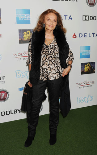 Diane von Furstenberg combined animal prints with aplomb at Hugh Jackman's One Night Only event in Hollywood.
Diane von Furstenberg combined animal prints with aplomb at Hugh Jackman's One Night Only event in Hollywood.