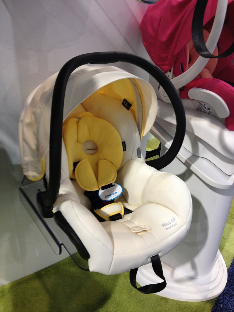 How cool is Maxi-Cosi's Micro AP car seat? At 8.6 pounds, it is the lightest on the market, while still providing air protection around the head. 
