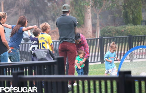 Victoria Beckham cheered on little Harper from the sidelines.
Victoria Beckham cheered on little Harper from the sidelines.
