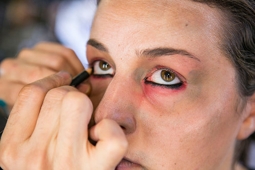 For a more eerie stare, Bouchard used the Chromagraphic Pencil in Black Black ($16) along the lower lash line and into the waterline, and smudged it to add to the decaying look of the skin around the eyes.
For a more eerie stare, Bouchard used the Chromagraphic Pencil in Black Black ($16) along the lower lash line and into the waterline, and smudged it to add to the decaying look of the skin around the eyes.