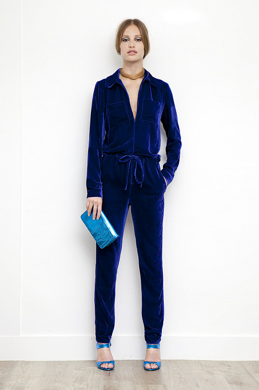 Velvet Jumpsuit in Electric Blue ($995), Fatale Metallic Watersnake High Heel Sandal in Turquoise ($995), TM Enjoy Watersnake Clutch in Turquoise ($695)
Photo courtesy of Tamara Mellon
Velvet Jumpsuit in Electric Blue ($995), Fatale Metallic Watersnake High Heel Sandal in Turquoise ($995), TM Enjoy Watersnake Clutch in Turquoise ($695)
Photo courtesy of Tamara Mellon