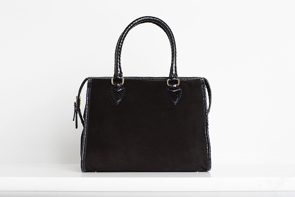 Seductive Suede Satchel With Watersnake Trim in Black ($895)
Photo courtesy of Tamara Mellon
Seductive Suede Satchel With Watersnake Trim in Black ($895)
Photo courtesy of Tamara Mellon