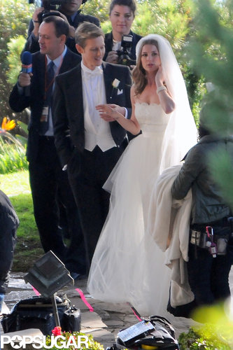 Gabriel Mann and Emily VanCamp filmed a wedding scene.
Gabriel Mann and Emily VanCamp filmed a wedding scene.