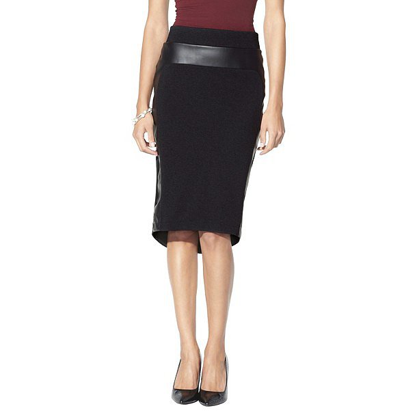 A little leather goes a long way on this Mossimo high/low faux leather pencil skirt ($23).
A little leather goes a long way on this Mossimo high/low faux leather pencil skirt ($23).