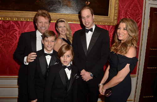 Prince William posed for photographs with Jon Bon Jovi and his family at a gala at Kensington Palace in November 2013.
Prince William posed for photographs with Jon Bon Jovi and his family at a gala at Kensington Palace in November 2013.