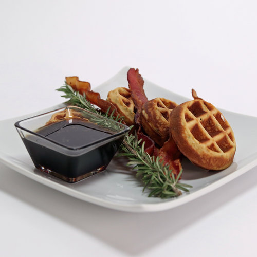 Bacon and Chive Waffles With Bourbon-Rosemary Syrup Bacon and Chive Waffles With Bourbon-Rosemary Syrup